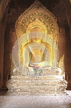 Myanmar, Bagan: Statue in a pagoda