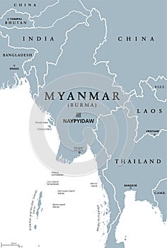 Myanmar Burma political map