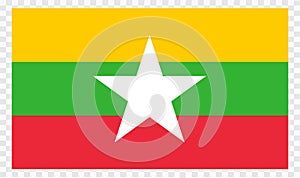 Myanmar Flag . flat original color illustration isolated on white background.