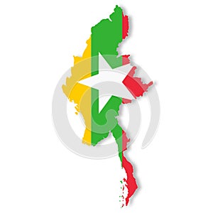 Myanmar flag map with clipping path 3d illustration