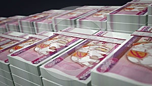 Myanmar Kyat money banknote pack growth up loop
