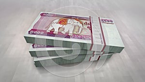Myanmar Kyat money banknote pile packs animation