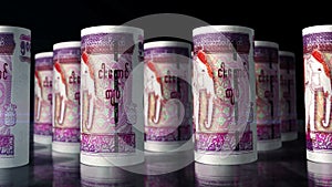 Myanmar Kyat money banknotes rolls seamless loop