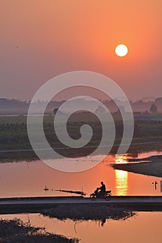 Myanmar Mandalay U-bein sunset