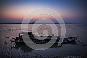 Myanmar - Mingun - house boat on Irrawaddy river