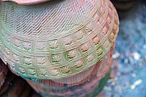 Myanmar Travel Images Closeup of terracotta pot