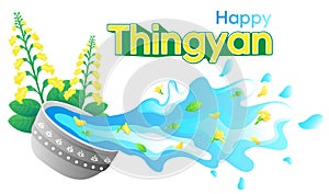 Myanmar water festival flower text vector illustration illustration