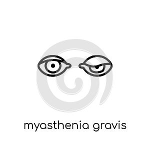 Myasthenia gravis icon. Trendy modern flat linear vector Myasthenia gravis icon on white background from thin line Diseases