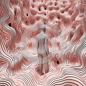 Mycelium shape person space multidimentional, Generative AI