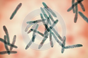 Mycobacterium ulcerans, the causative agent of Buruli ulcer, 3D illustration photo