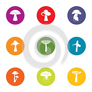 Mycotic icons set, flat style