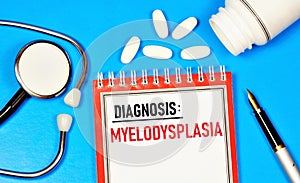 Myelodysplasia. Text label to indicate the state of health.