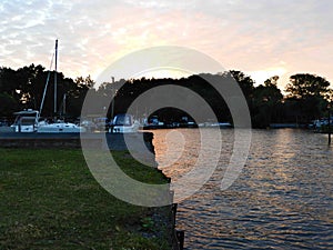 Myers Park Marina at sunrise Cayuga Lake NYS photo