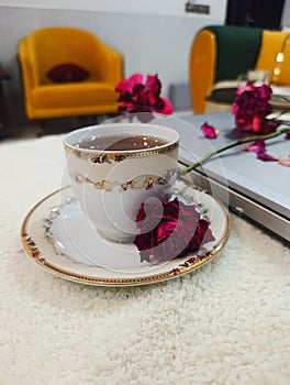 Myhome with a cup tea