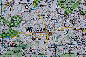 Myjava, Slovakia, on a road m