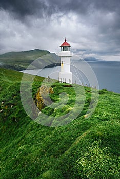 Mykines Holmur Lighthouse on Faroe Islands