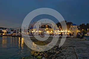 Mykonos beach at dusk