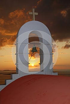 Mykonos church bell and cross