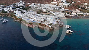 Mykonos Greece, Platis Yialos, panoramic view of the resort