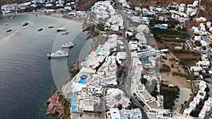 Mykonos Greece, Platis Yialos, view on hotel resort