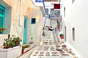 Street in Mykonos, Greece photo