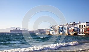 Mykonos island, Greece, famous Little Venice area of Mykonos town