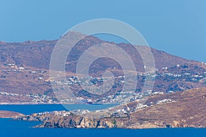 Mykonos island viewed from Delos, Greece