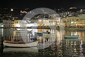 Mykonos Old Port at Night