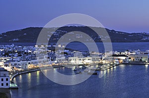 Mykonos Port at night