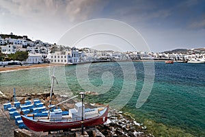 Mykonos view with taverna in front