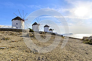 Mykonos windmills, Chora, Greece