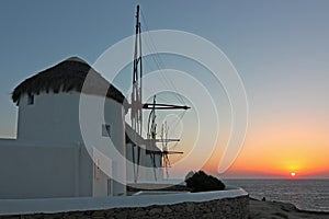 Mykonos Windmills at Sunset