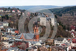 Mylau castle in Reichenbach im Vogtland district of Vogtland, Saxony, Germany. It is one of the best-preserved medieval castles in