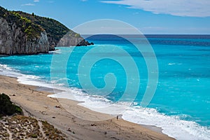 Mylos beach with azure sea, Lefkada island, Greece