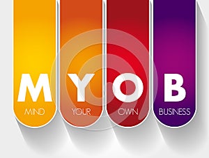 MYOB - Mind Your Own Business acronym, business concept background photo
