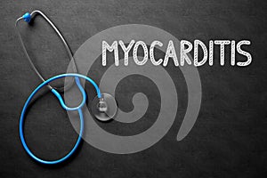 Myocarditis Concept on Chalkboard. 3D Illustration.