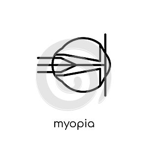 Myopia icon. Trendy modern flat linear vector Myopia icon on white background from thin line Diseases collection