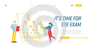 Myopia or Nearsightedness, Vision Diseases Landing Page Template. Eye and Optical System Check Up