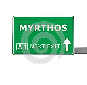 MYRTHOS road sign isolated on white