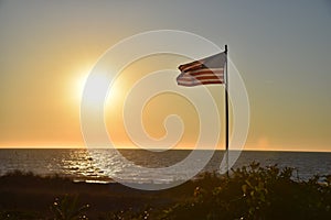 Myrtle beach ocean american flag sunset sunrise