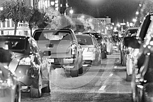 MYRTLE BEACH, SC - APRIL 4, 2018: City car traffic at night. The