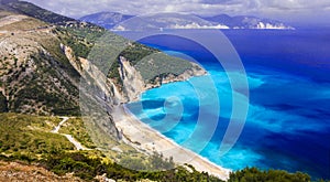 Myrtos beach - best beach of Ionian islands, Greece