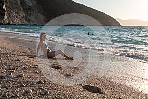 Myrtos beach at Cefalonia island, Greece photo
