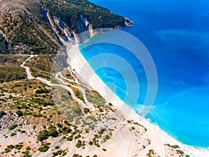 Myrtos Beach Cephalonia Kefalonia Greece aerial view