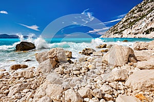 Myrtos Beach in Kefalonia, Greece