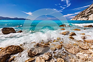 Myrtos Beach in Kefalonia, Greece