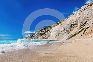 Myrtos Beach in Kefalonia, Greece