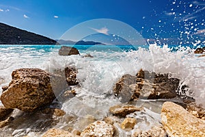 Myrtos Beach in Kefalonia, Greece