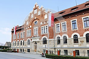 MYSLENICE, POLAND - APRIL 09, 2017: Courthouse in Myslenice