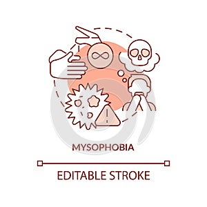 Mysophobia red concept icon
